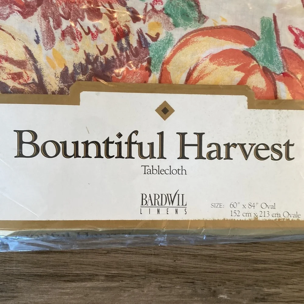 Vintage New Bardwil Linens fall Thanksgiving 60”x 84” oval tablecloth